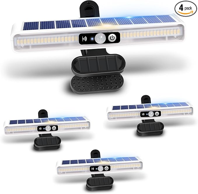 Clip On Solar Motion Lights Outdoor Waterproof, 4 Pack Motion Sensor Outdoor by SunlightEncounter
