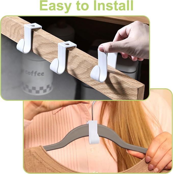 32Pcs Over Cabinet Door Hooks Plastic Over The Door Single Hook Space-Saving - Image 4