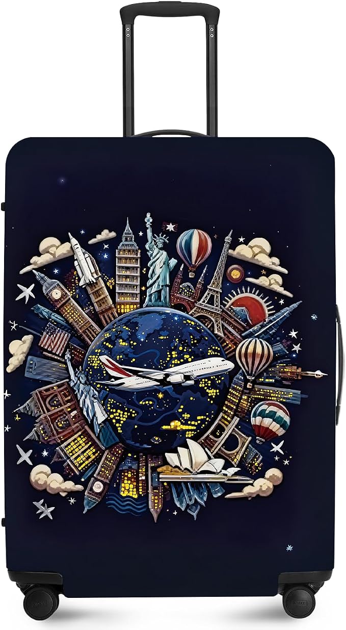 ANNA QUEEN Travel Globe Airplane Luggage Cover -Stretchable Airplane Suitcase by ANNAQUEEN
