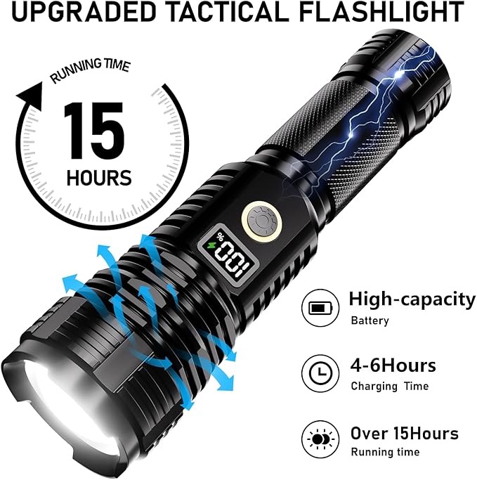 Flashlights High Lumens Rechargeable, 000LM LED Super Bright Flash Light - Image 4