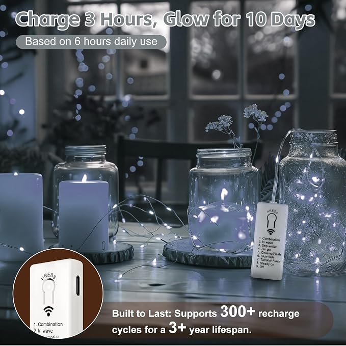 6 Pack Rechargeable Fairy Lights - Image 2