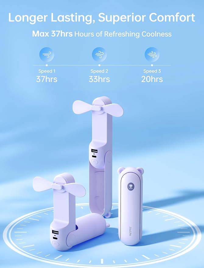JISULIFE Handheld Fan 8 Plus: All-in-One Mini Fan - Image 3