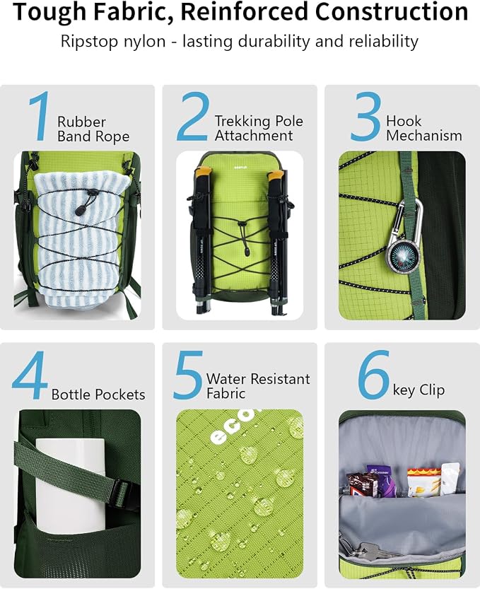 ECOHUB Small Hiking Backpack for Men Women, 20L Lightweight Travel Backpacks - Image 7