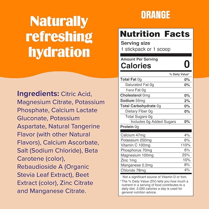 Ultima Replenisher Daily Electrolyte Powder – Orange, 20 Stickpacks – Zero - Image 3