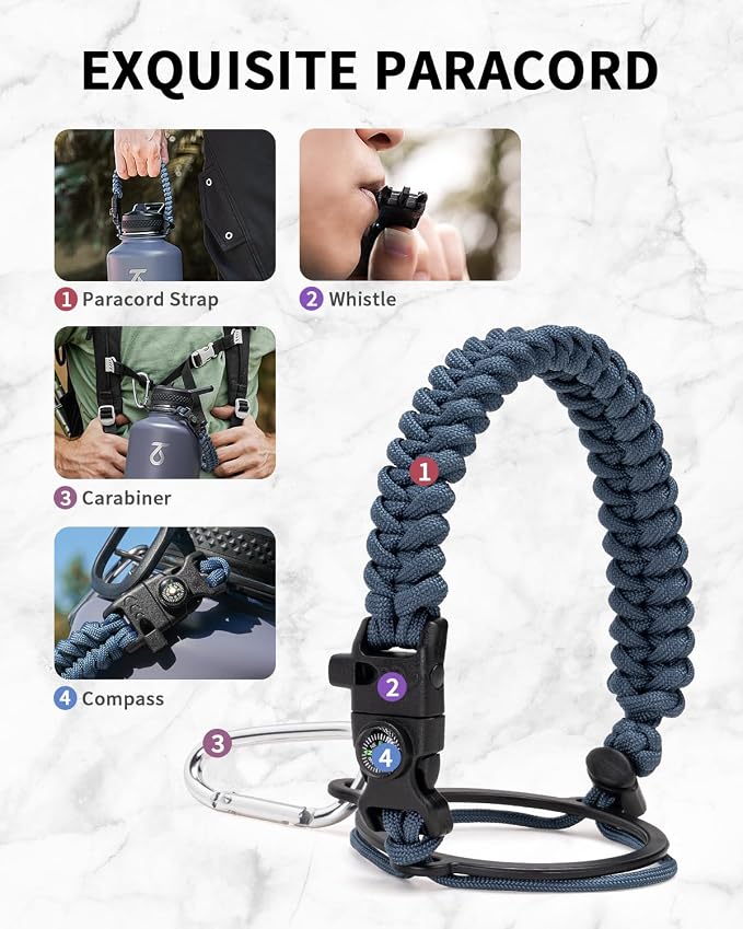 Trebo Water Bottle 64oz with Paracord Handle, Half Gallon Large Vacuum Triple - Image 4