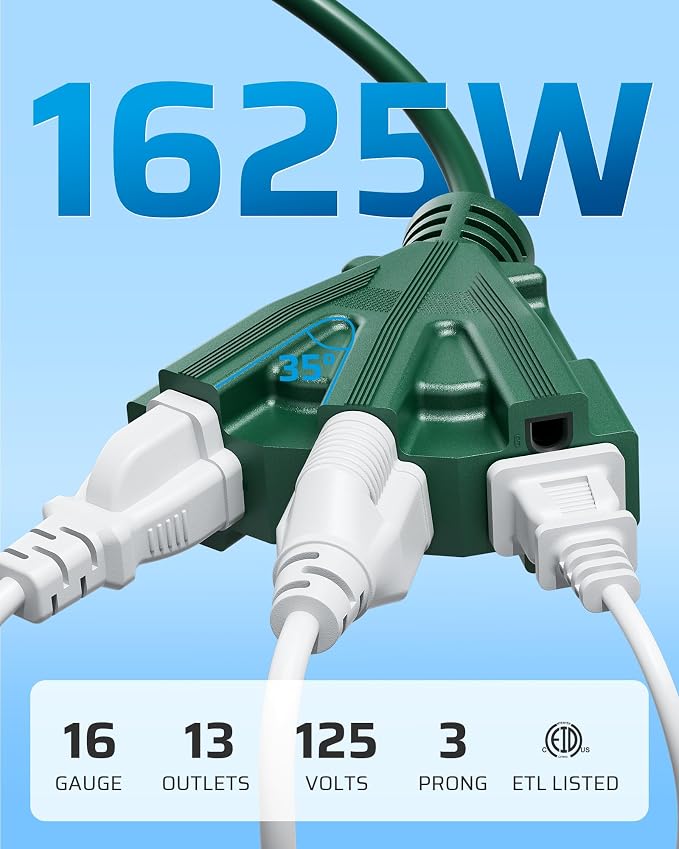 DEWENWILS 15FT Outdoor Extension Cord, Weatherproof 16/3 SJTW Power Cable - Image 3