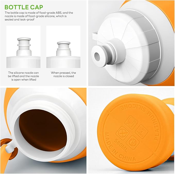 Collapsible Lightweight 20oz Water Bottle, Food-Grade Silicone BPA Free - Image 4
