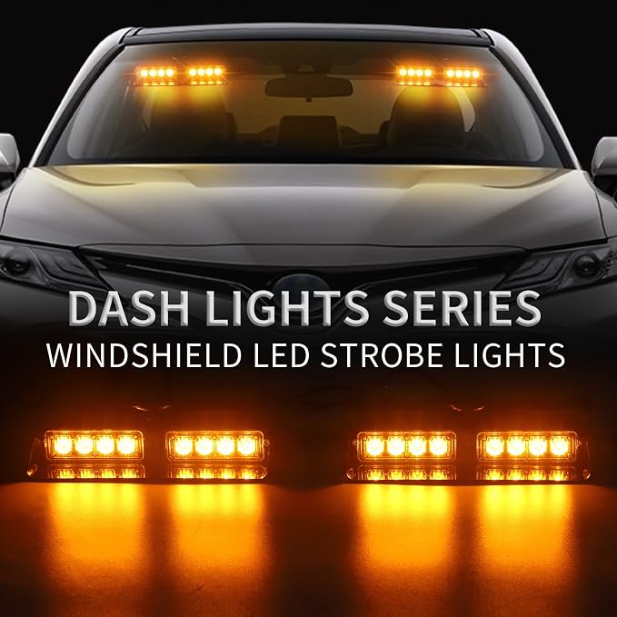 XRIDONSEN Amber 2 in 1 Emergency Dash Strobe Lights Interior Windshield Lights - Image 2