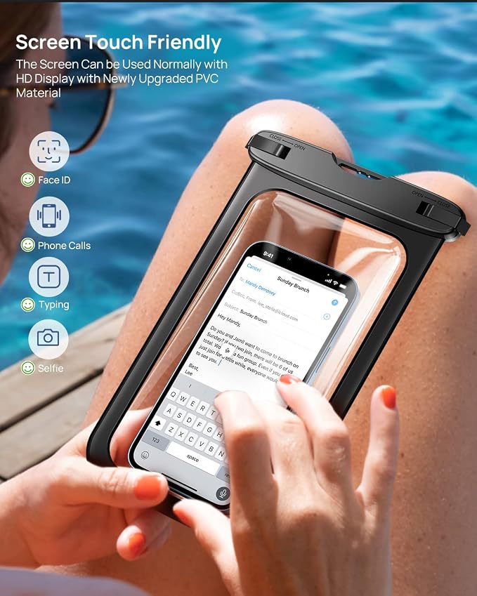 Lanhiem 10.5" Large Waterproof Phone Pouch, 2 Pack Universal IPX8 Waterproof - Image 5