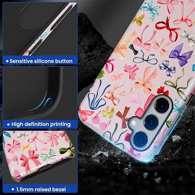 for Samsung Galaxy S23 FE Case, HL2 Aesthetic Color Bow Tie Hybrid 2 Layer Hard - Image 3