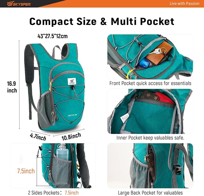 SKYSPER 15L/20L Foldable Hiking Backpack Lightweight Packable Travel Daypack - Image 3