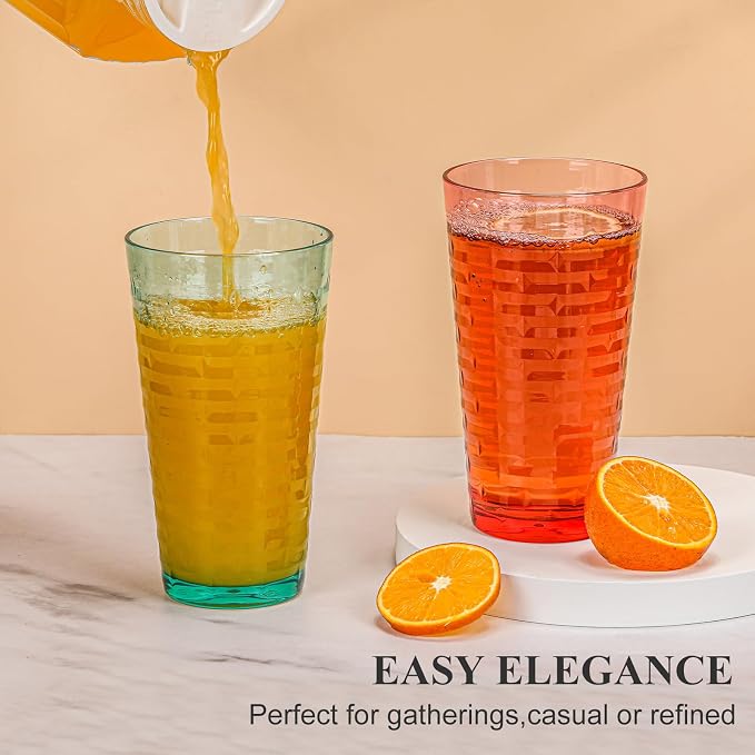 BPA-Free Plastic Tumblers 8 Pack | Reusable Dishwasher Safe | Stackable - Image 2