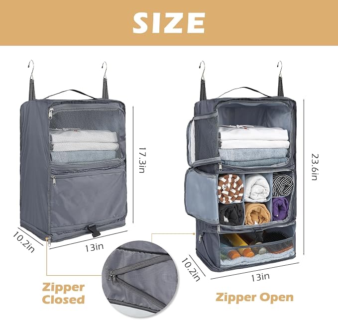 Surblue Hanging Shelves Travel Storage Bag Compression Packing Cube - Image 5