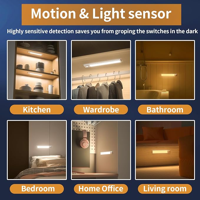 Under Cabinet Lights, 76 LED Operated Motion Sensor Light Indoor, 1500mAh USB - Image 6