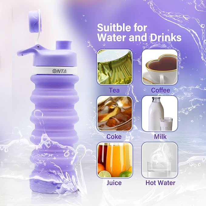 ONTA Collapsible BPA Free Silicone Water Bottle, 20oz - Image 5