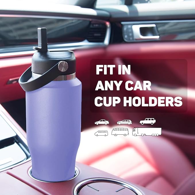 ABOTOCUP 32oz Black Water Bottle Stainless Steel, Keep Cold 24H&Hot 12H - Image 2
