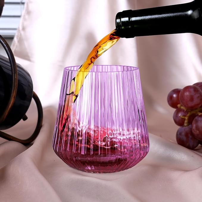 Lueumxc 40 Pack Plastic Ribbed Wine Glasses, 14Oz Origami Disposable Wine - Image 4