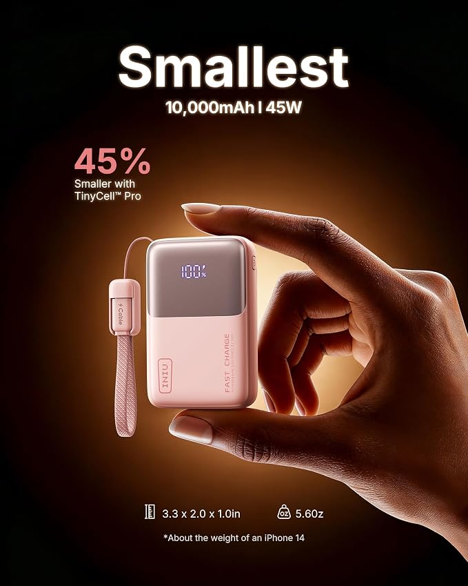 INIU Pocket Size Portable Charger, Ultra Small 10000mAh 45W PD Power Bank - Image 2