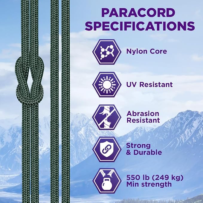 TECEUM Reflective Paracord Rope 1000 – 1000ft/200ft/100ft/50ft – 40+ Colors – - Image 3