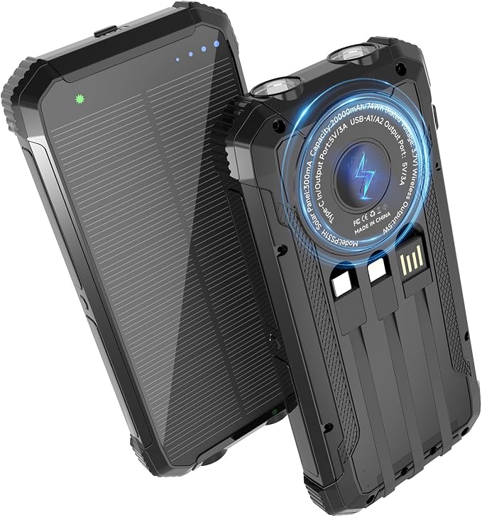 Nuynix Solar Power Bank 20000mAh, 15W Wireless Fast Charger by NuynixSolarPowerBank