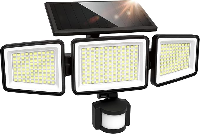 UME Solar Outdoor Lights 302 LED 3000LM, IP65 Waterproof Motion Sensor Outdoor by UME