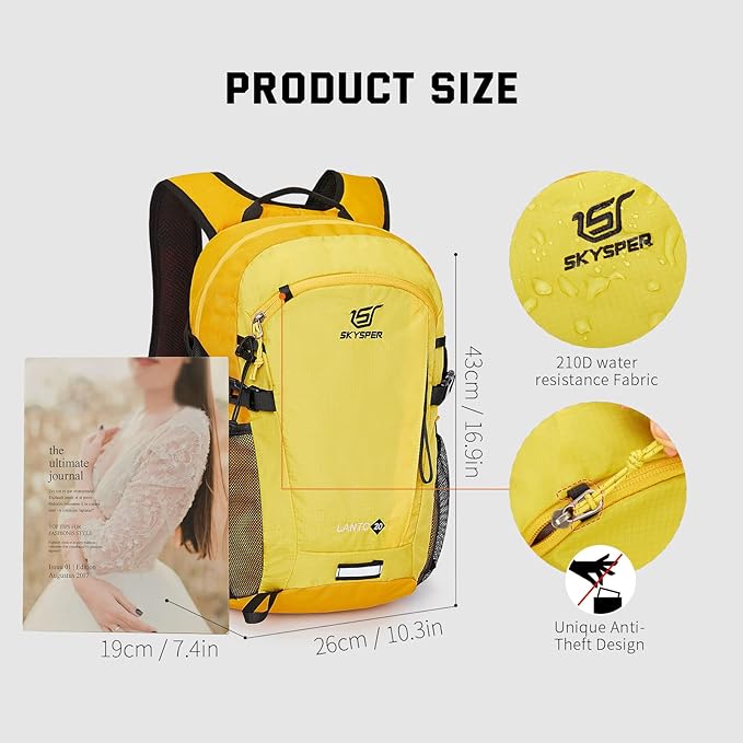 SKYSPER Small Hiking Backpack, 20L Lightweight Travel Backpacks Hiking Daypack - Image 6