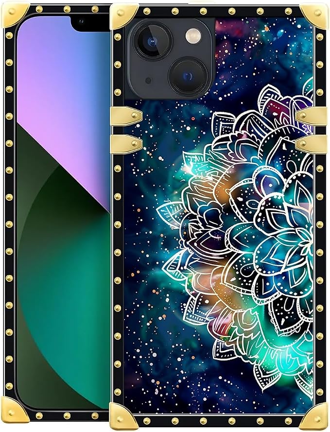 Compatible with iPhone 13 Case, Starry Sky Colourful Mandala Luxury Golden by Unknown