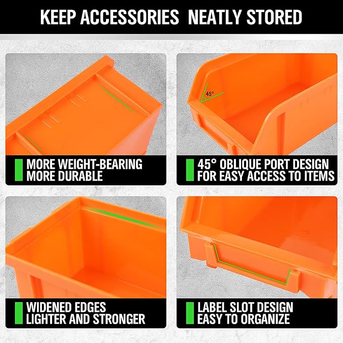 SWANLAKE GARDEN TOOLS 30-Bin Wall-Mounted Storage Bins, Heavy-Duty Garage Tool - Image 3