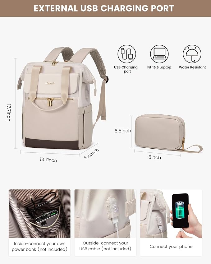 LOVEVOOK Laptop Backpack for Women, 15.6 Inch Work Laptop Bag - Image 4