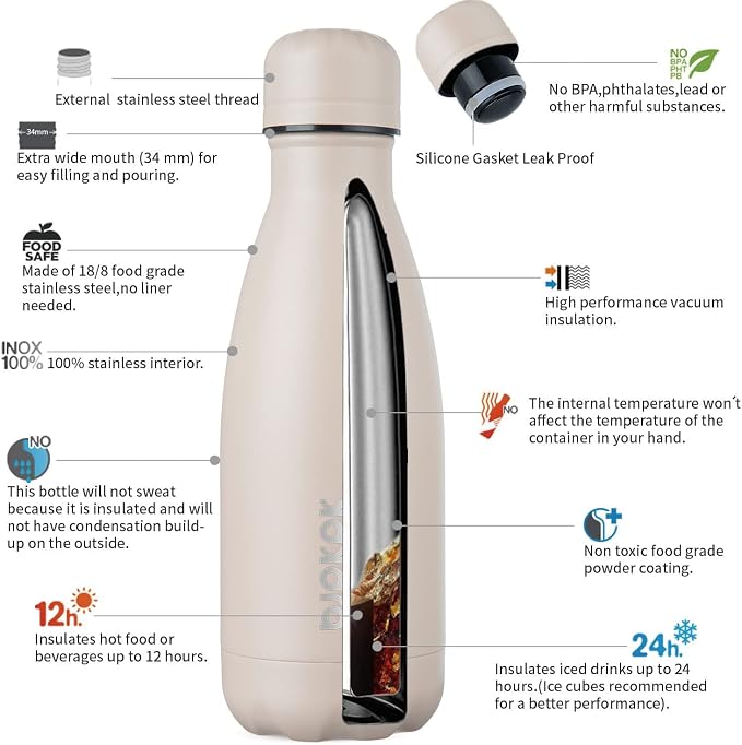 BJPKPK 12oz Small Water Bottle Stainless Steel Insulated Water Bottle - Image 3