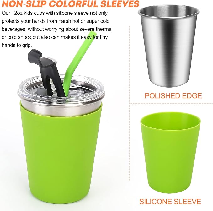 Kids Cups with Lids and Straws, 12oz Kids Tumblers with Straws and Lids Spill - Image 2