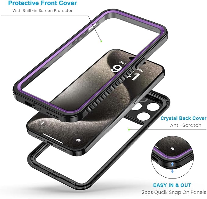 Lanhiem for iPhone 15 Pro Max Case, IP68 Waterproof Dustproof Shockproof Cases - Image 3