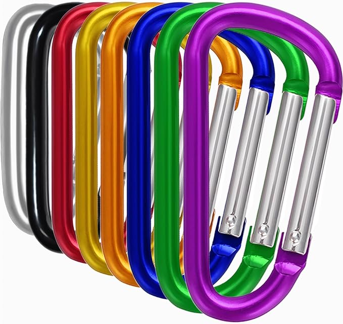 Outdoor Essentials 8PCS Aluminum Carabiner Clips, 3 Inch Large D Shape Spring by FYYTONE