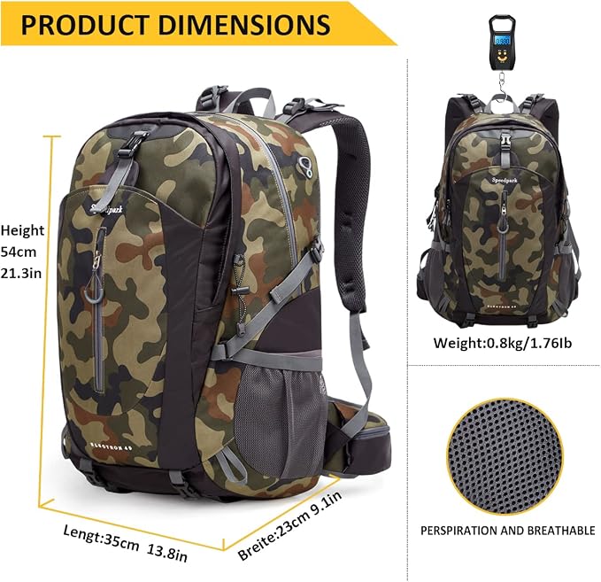SPEEDPARK Hiking Backpack 40L Waterproof Hiking Daypack - Image 2