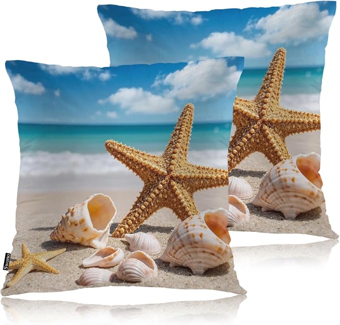 Swono Starfish Decorative Throw Pillow Cushion Covers, Ocean Beach Starfish by Swono
