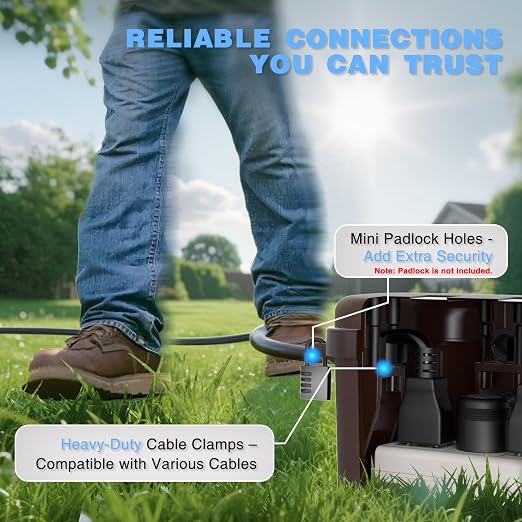 Flemoon Medium Outdoor Electrical Box, IP54 Waterproof Extension Cord Cover w/6 - Image 8
