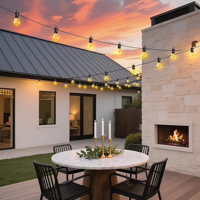 Outdoor Patio String Lights 50ft: S14 LED Shatterproof Bulbs 3 Modes Button - Image 9