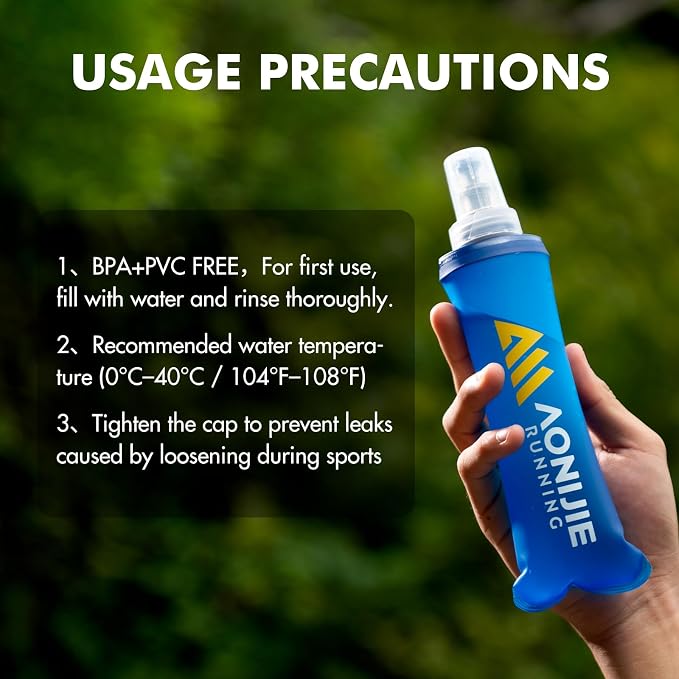 AONIJIE Running Water Bottle 2PCS 500ml/17oz Soft Flask TPU Collapsible Water - Image 7