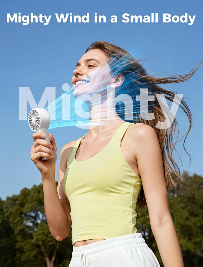 Aecooly Mighty Portable Fan, Powerful Handheld Fan, USB Rechargeable, Mini - Image 2