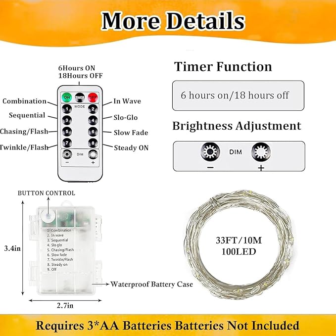 4-Pack Fairy Lights Battery Operated - Image 7