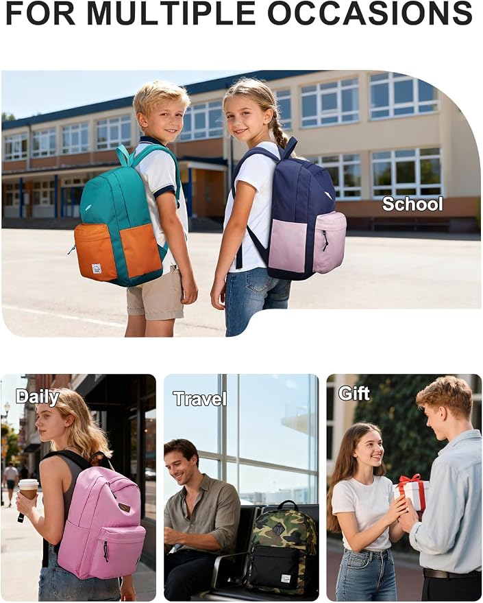 VASCHY School Backpack, Lightweight Water Repellent Backpack Men School Bag - Image 7