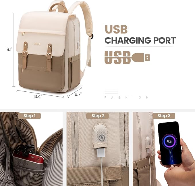 LOVEVOOK Laptop Backpack Purse for Women Fashion Vintage Computer Backpack 17 - Image 5