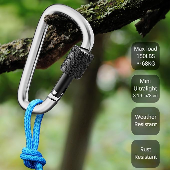 sprookber 3" Locking Carabiners | Keychain Carbineers D Ring Key Clip Spring - Image 5