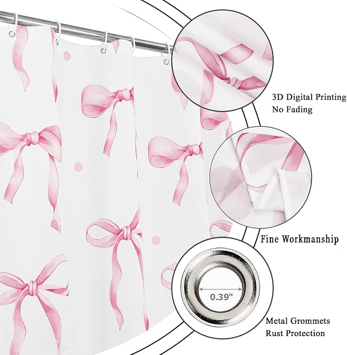 Pink Bow Shower Curtain - Image 5