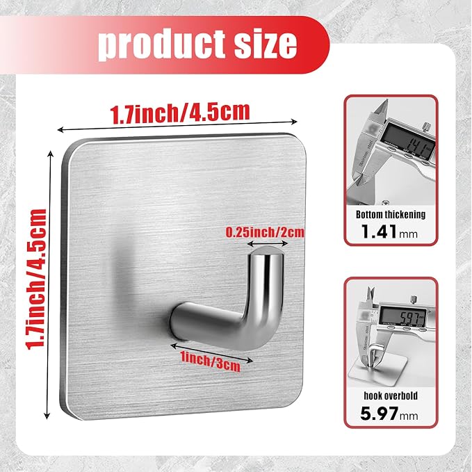 Emergency Fire Blanket Wall Hooks，Waterproof Stainless Steel Adhesive Hooks - Image 2