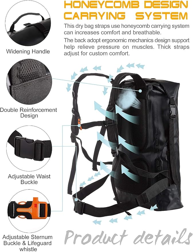 IDRYBAG Waterproof Backpack for Men 20L/30L/40L, Floating Dry Bag Kayak - Image 2