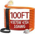 100 FT 10 Gauge Extension Cord Outdoor, Heavy Duty Weatherproof & Flame by Skrizcable