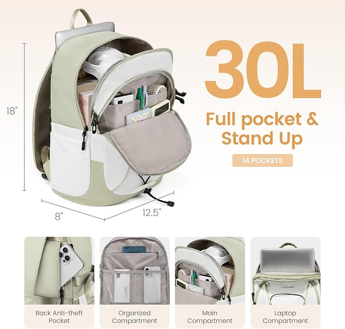LOVEVOOK Mens Backpack with Giant Tumbler Holder Pocket, 17 Inch Everyday - Image 3