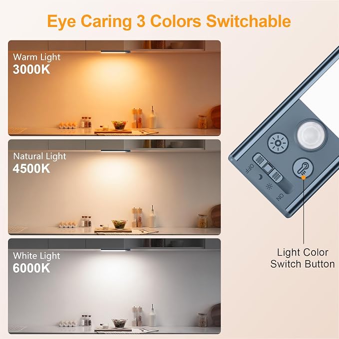 Gritin 10.2inch Under Cabinet Lighting Rechargeable 2 Pack- 3 Color Temps&5 - Image 4