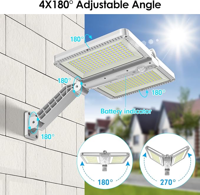 ropelux Solar Outdoor Lights, 6000LM Motion Sensor Outdoor Lights Double Big - Image 7